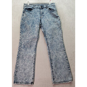 Diane‎ Gilman Jeans Mens Petite 14 Blue Denim Ramie Acid Wash Straight Leg Logo